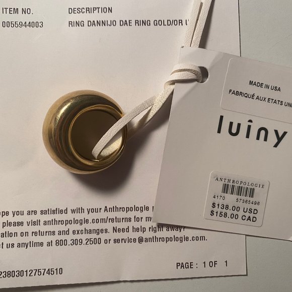 Chunky Gold Anthropologie Ring - Picture 2 of 3